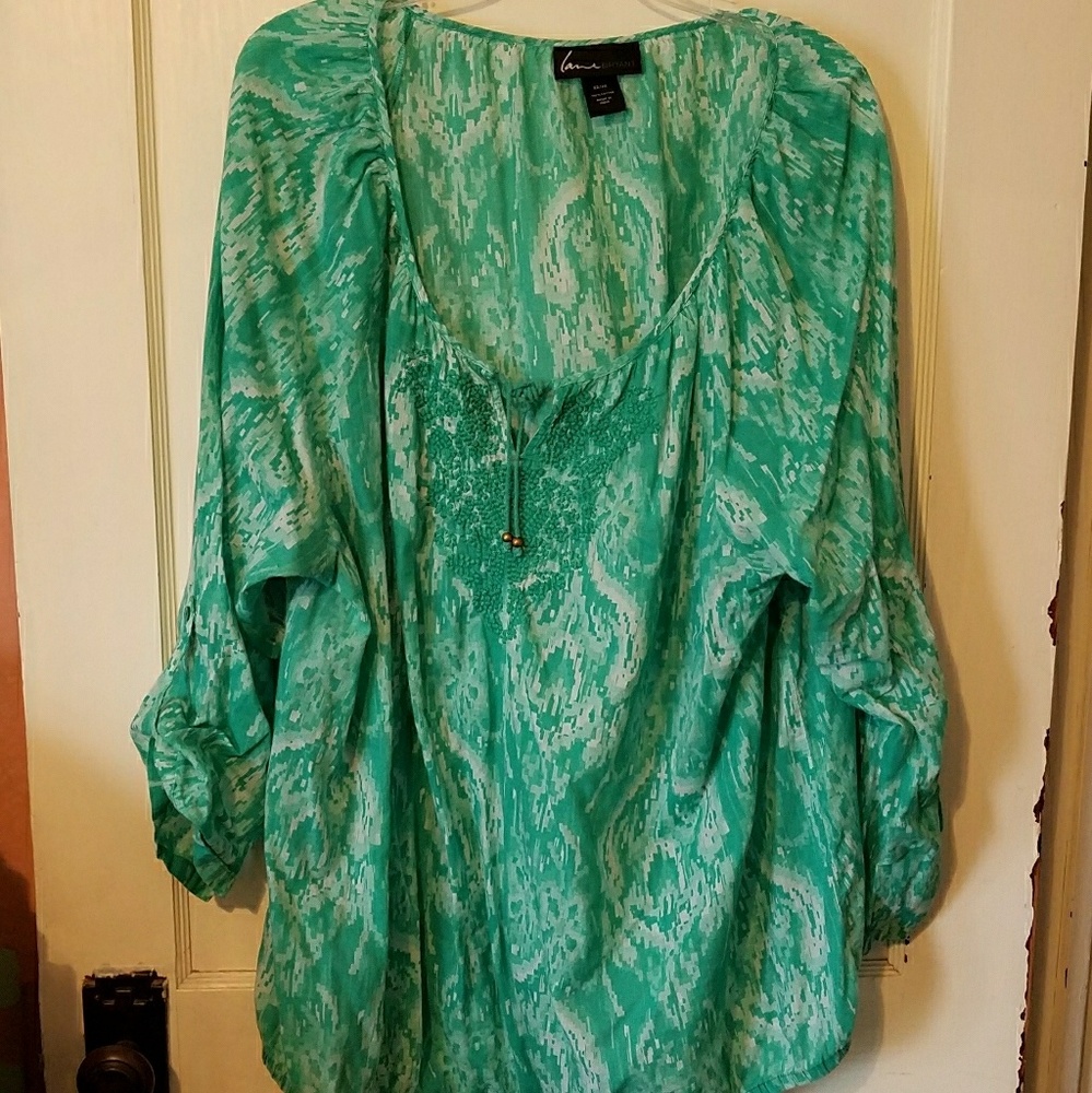 Embroidered teal top